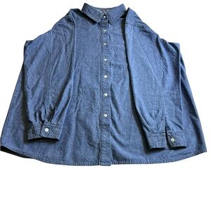 Denim & co women’s long sleeve shirt Blue Button-Up embroidered